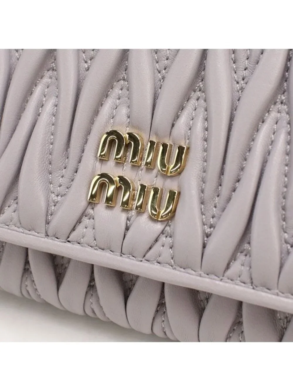 Miu Miu Matelasse Trifold Wallet Lambskin
